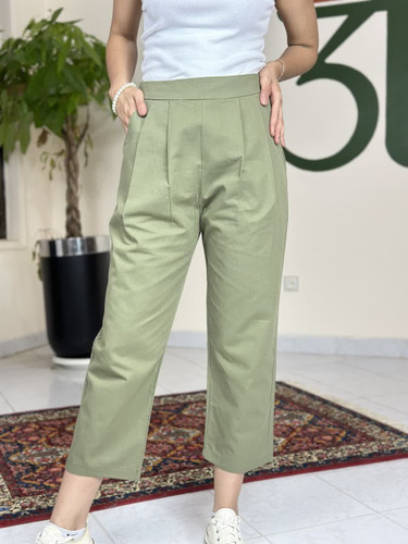 شلوار کتان کاغذی نیم بگ زنانه Yahuisui