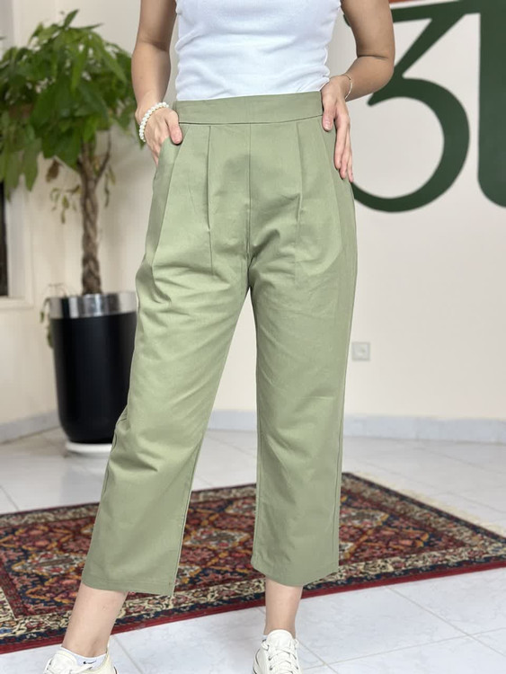 شلوار کتان کاغذی نیم بگ زنانه Yahuisui