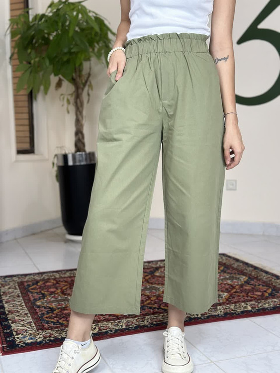 شلوار کتان کاغذی بگ زنانه YaHuiSui