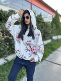 هودی زنانه گلدار سفید | هودی کژوال و راحتی