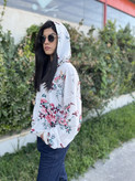 هودی زنانه گلدار سفید | هودی کژوال و راحتی