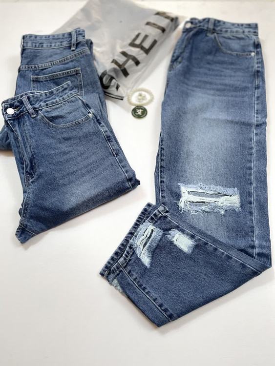 شلوار جین بوی فرند زاپ دار Shein شین