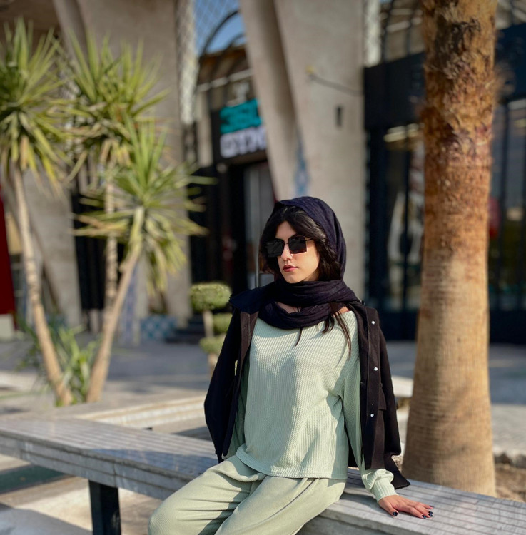 ست بافت زنانه سبز روشن بلوز و شلوار راحتی پاییزی