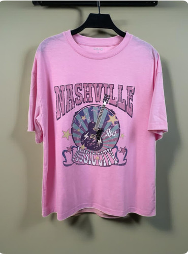 تیشرت زنانه طرح گیتار صورتی برند شین