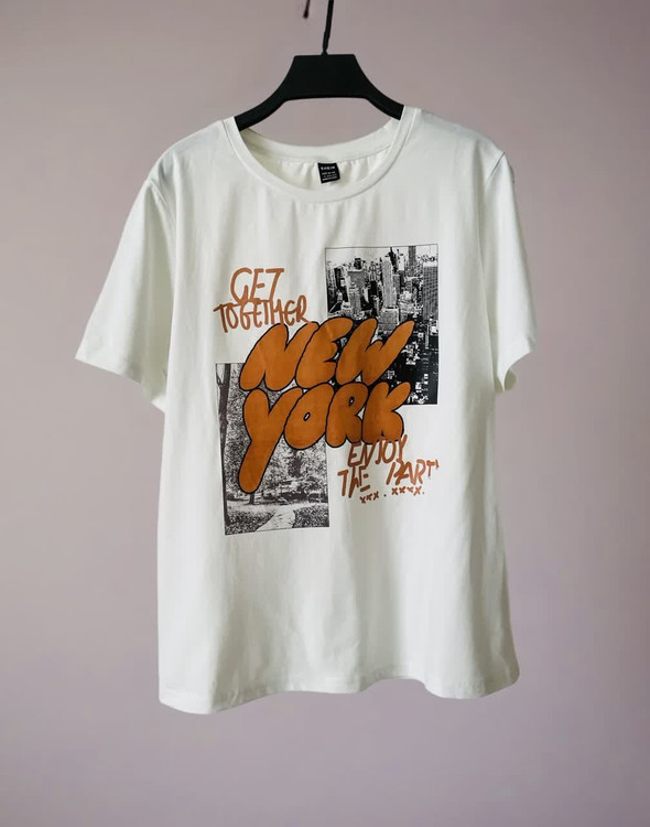 تیشرت زنانه طرح چاپی | مدل یقه گرد| برند شین