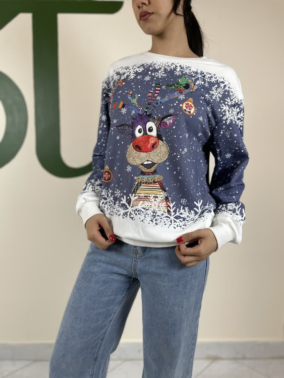 دورس زمستانی طرح گوزن کریسمسی زنانه