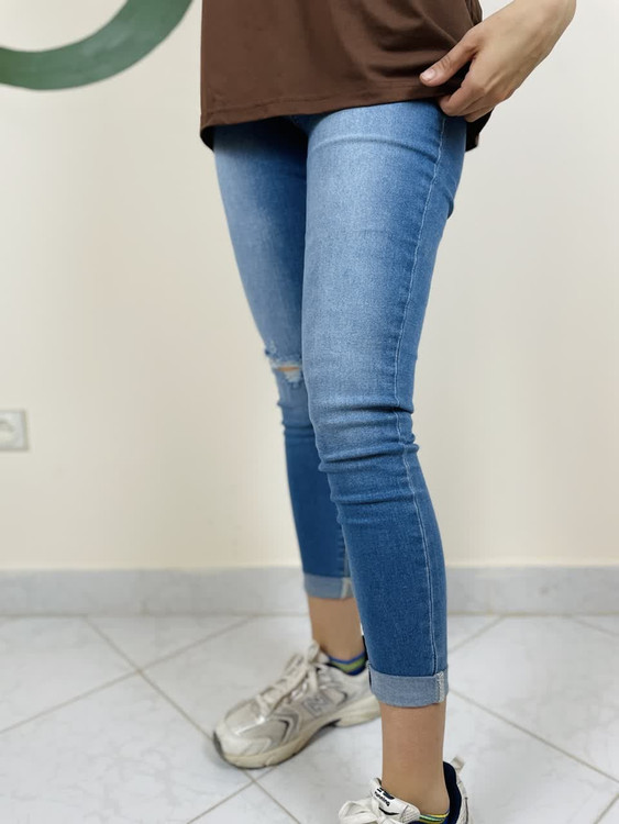 شلوار جین جذب زنانه زاپدار آبی | مدل اسپرت و راحت با فیت عالی