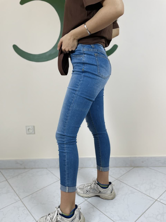 شلوار جین جذب زنانه زاپدار آبی | مدل اسپرت و راحت با فیت عالی