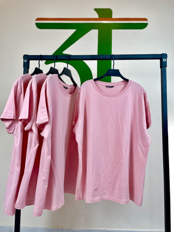 تیشرت نخی زنانه رنگ صورتی روشن | سبک و راحت