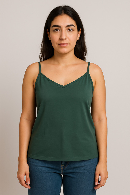 تاپ زنانه دوبندی ساده | سبک تابستانی خنک |رنگ لباس سبز یشمی تیره