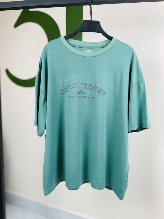 تیشرت زنانه سبز طرح Good Times | طراحی مینیمال و پارچه سبک |یقه گرد