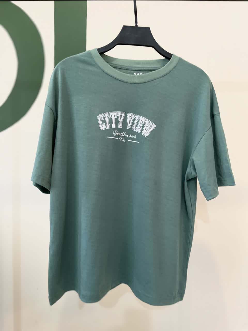 تیشرت زنانه سبز طرح City View | طراحی مینیمال و پارچه سبک |یقه گرد