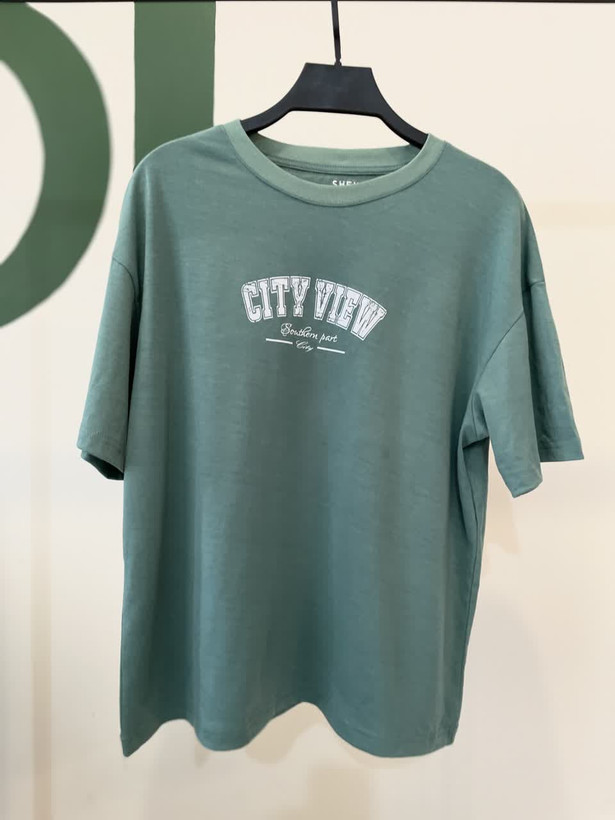 تیشرت زنانه سبز طرح City View | طراحی مینیمال و پارچه سبک |یقه گرد