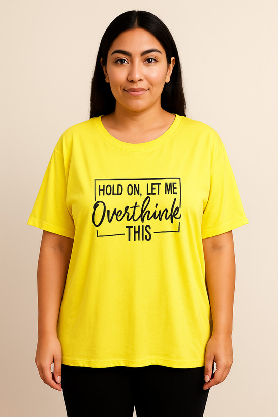 خرید تیشرت زرد اسپرت زنانه با طرح خاص – Overthink This - تصویر اصلی