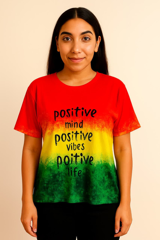 خرید تیشرت رنگینکمانی "Positive Vibes" تیشرت انرژی مثبت سه رنگ - تصویر اصلی