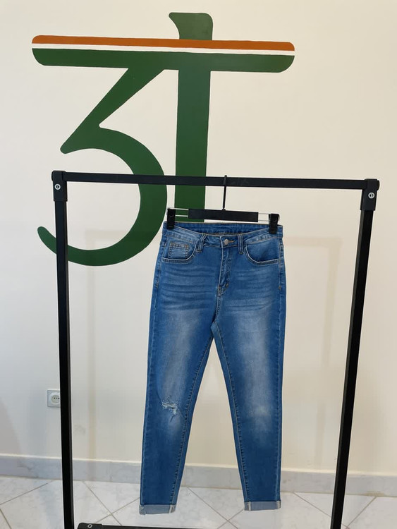 شلوار جین جذب زنانه زاپدار آبی | مدل اسپرت و راحت با فیت عالی