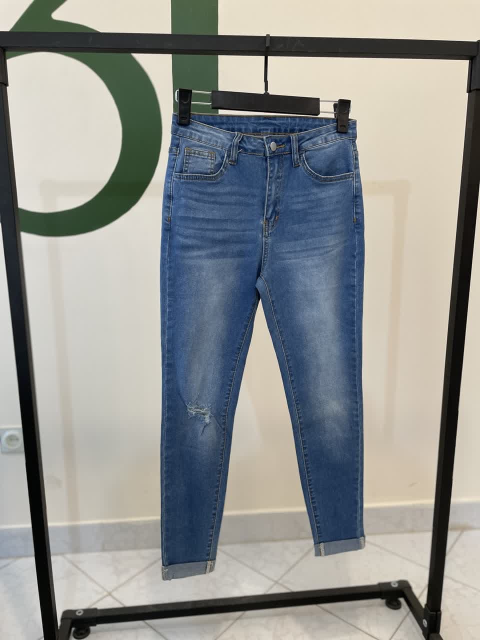 شلوار جین جذب زنانه زاپ‌دار آبی | مدل اسپرت و راحت با فیت عالی