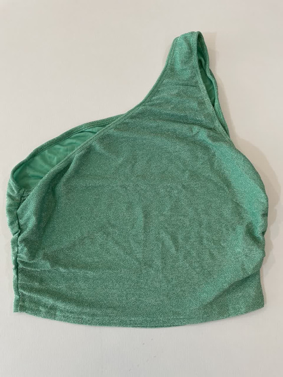 تاپ تابستانی تکشانه براق برند خاص | سبز آبی خنک