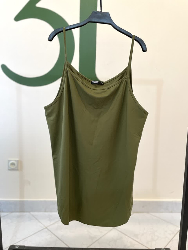 خرید تاپ زنانه دوبندی ساده سبک تابستانی خنک رنگ لباس سبز حنایی - تصویر 2