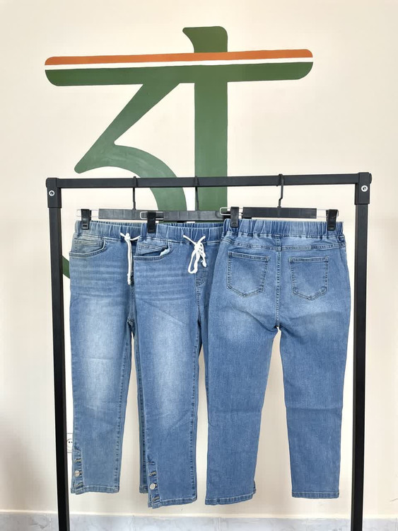 شلوار جین زنانه کمر کشی، مدل اسلش راحتی | سبک کژوال