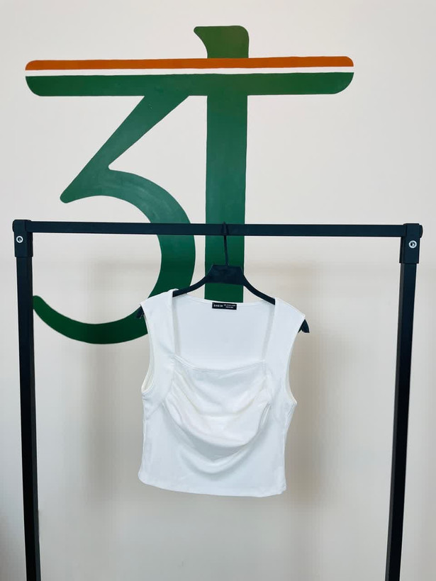 تاپ سفید زنانه یقه مربعی برند SHEIN | تاپ جذب کشی تابستانه