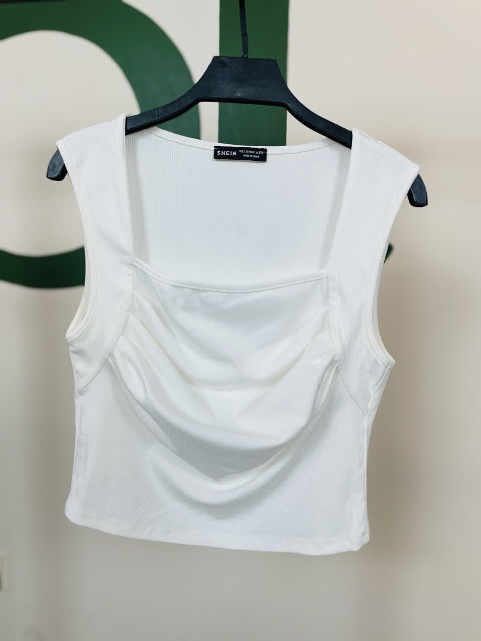 تاپ سفید زنانه یقه مربعی برند SHEIN | تاپ جذب کشی تابستانه