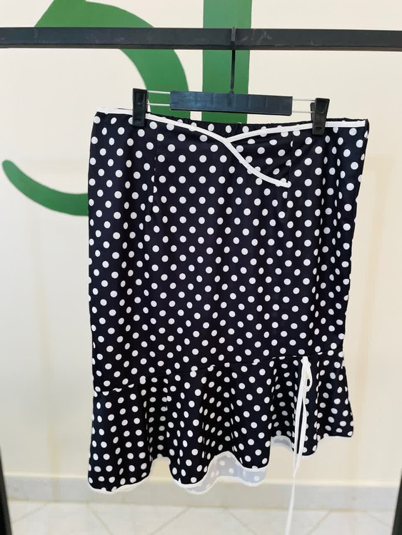 دامن زنانه خال خالی مشکی سفید