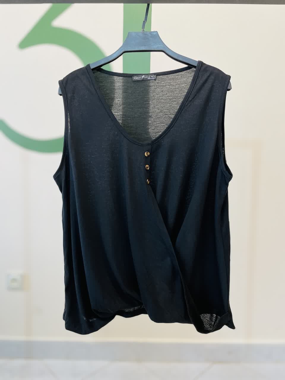 تاپ زنانه مشکی بدون آستین مدل آزاد | شیک و راحت مناسب استایل روزانه
