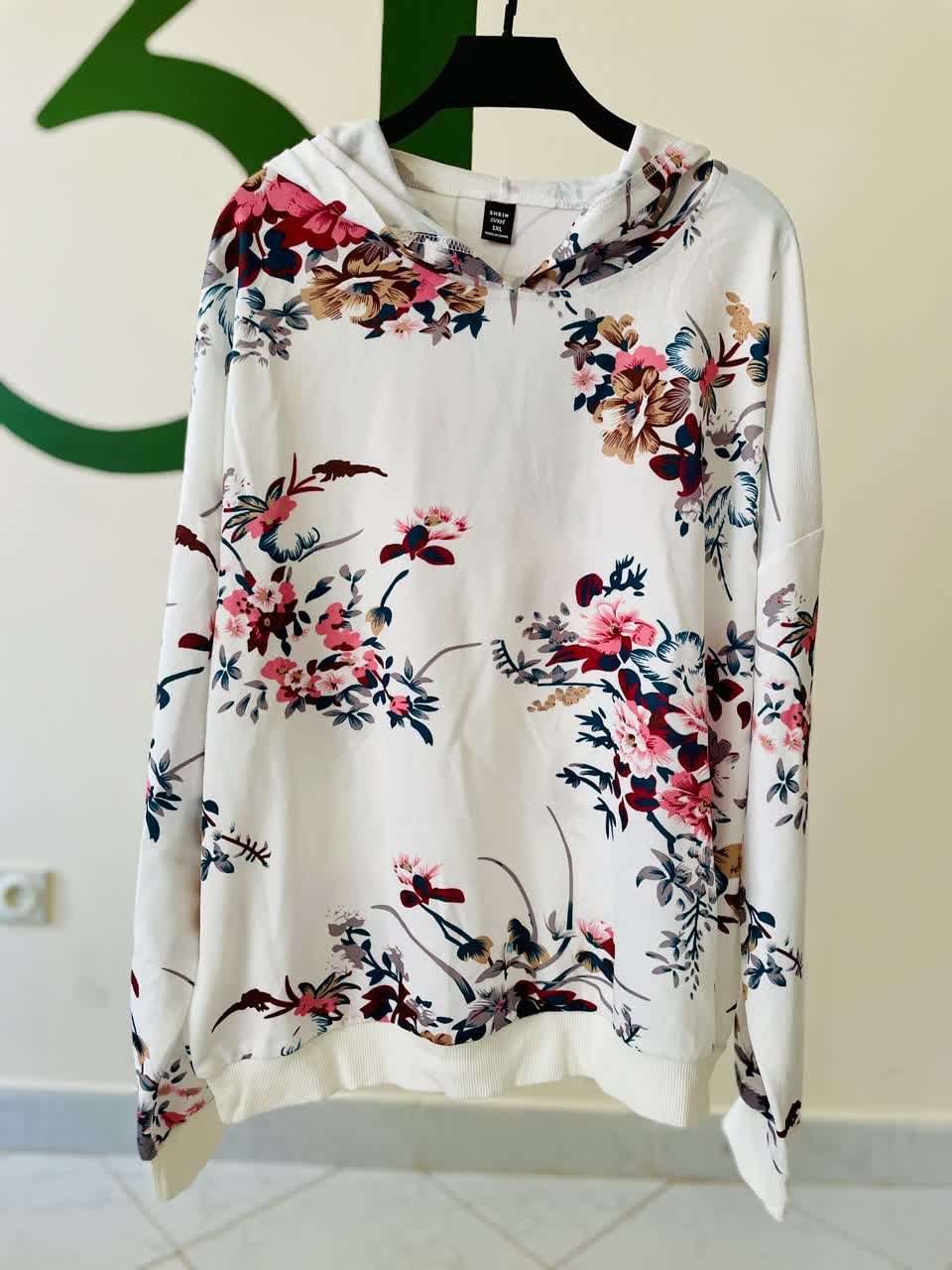 هودی زنانه گلدار سفید | هودی کژوال و راحتی