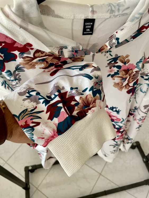 هودی زنانه گلدار سفید | هودی کژوال و راحتی