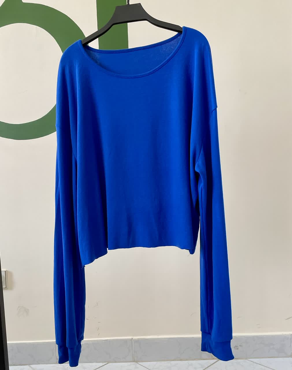 بلوز آستین بلند زنانه یقه گرد آبی