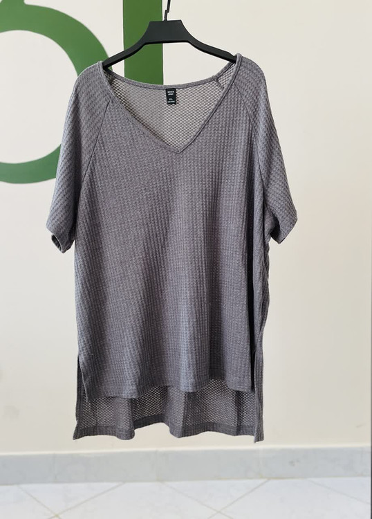 بلوز بافت یقههفت زنانه طوسی برند شین