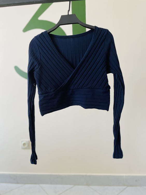 بافت کراپ یقههفت زنانه سرمهای شین