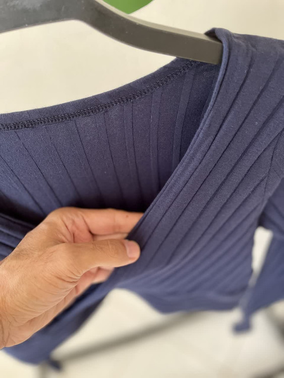 بافت کراپ یقههفت زنانه سرمهای شین