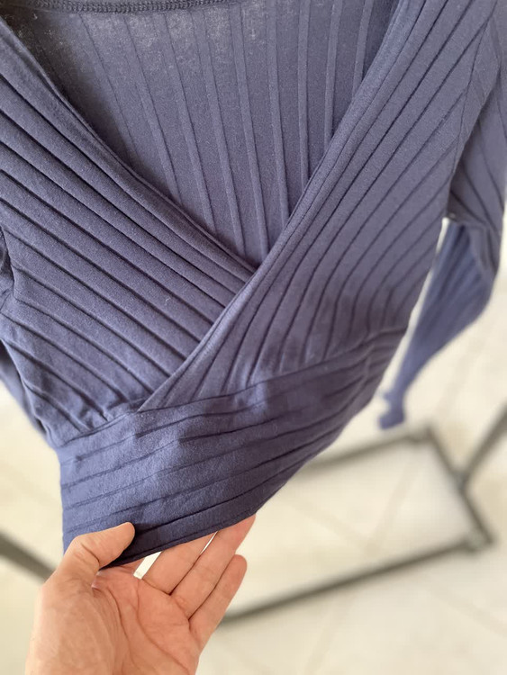 بافت کراپ یقههفت زنانه سرمهای شین