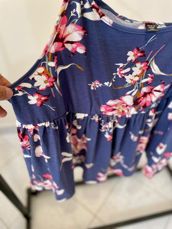 ست بلوز و شلوار زنانه گلدار آبی