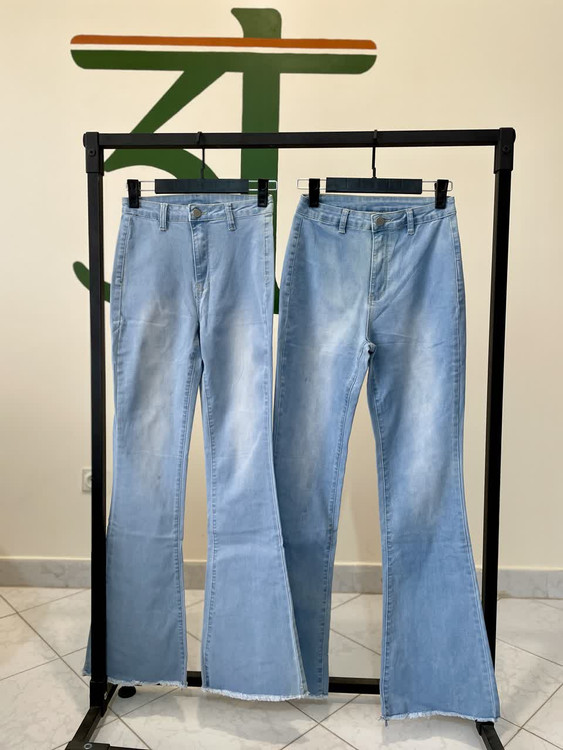 شلوار جین زنانه بوتکات آبی سنگشور بدون جیب