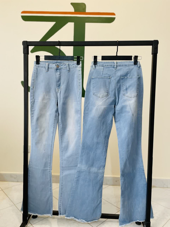 شلوار جین زنانه بوتکات آبی سنگشور بدون جیب