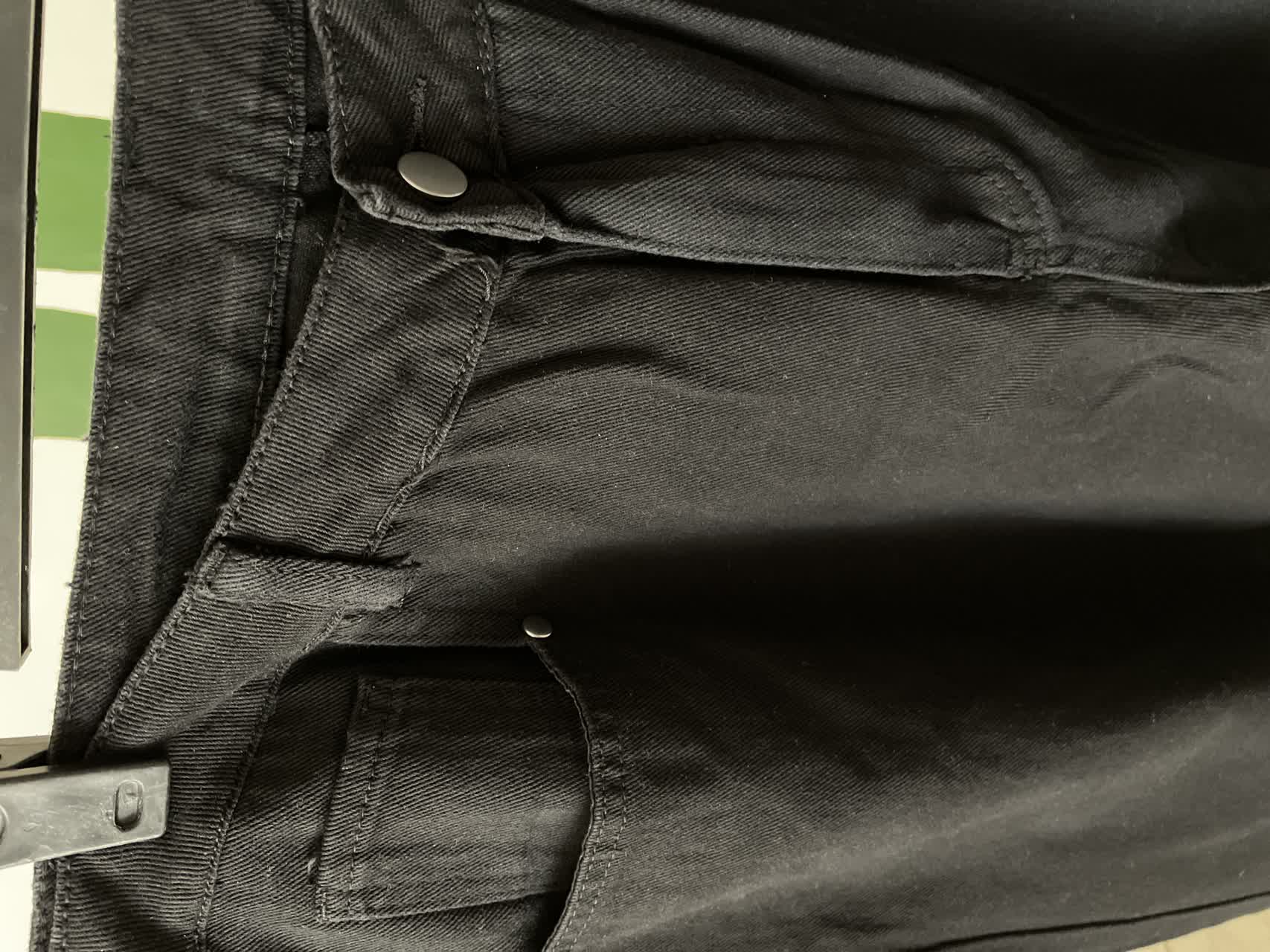 شلوار کتان مشکی زنانه سوپربگ (گشاد و آزاد) لبه ریش‌ریش | برند شین