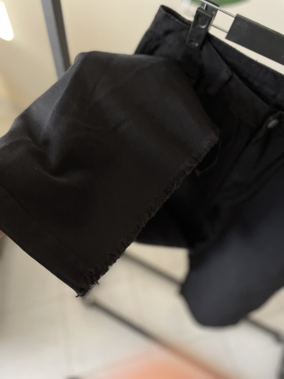 شلوار کتان مشکی زنانه سوپربگ (گشاد و آزاد) لبه ریشریش | برند شین