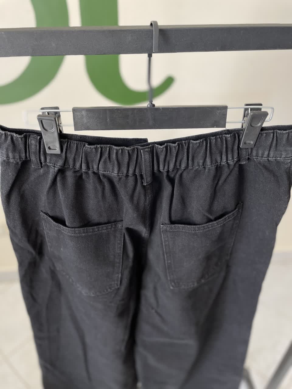 شلوارکتان مشکی زاپدار زنانه سوپربگ کمرکش (گشاد و آزاد) | برند شین