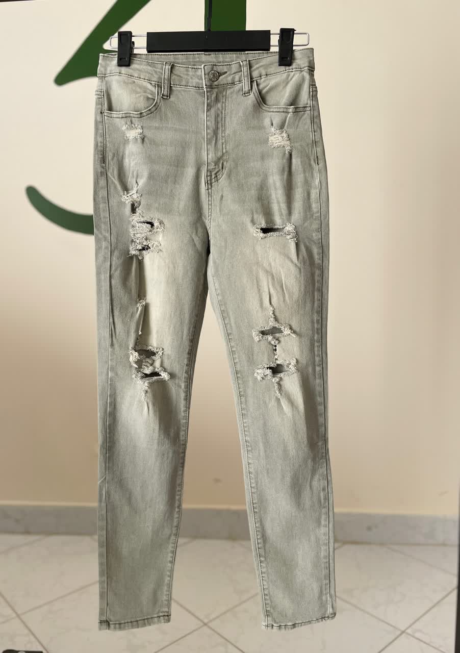 شلوار جین سبزیخی زاپ‌دار زنانه مدل راسته – برند شین