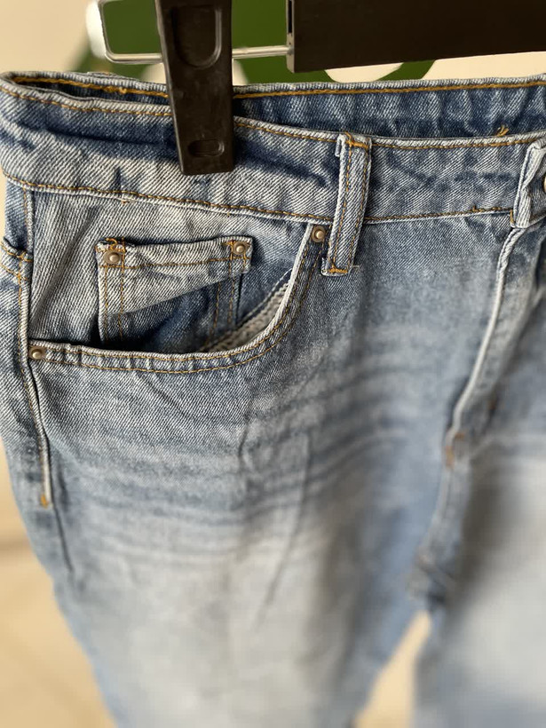 خرید شلوار جین زنانه Wide Leg فاق بلند مدل کراپ – آبی یخی - تصویر 3