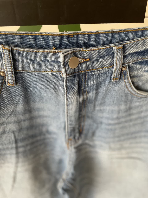 خرید شلوار جین زنانه Wide Leg فاق بلند مدل کراپ – آبی یخی - تصویر 5