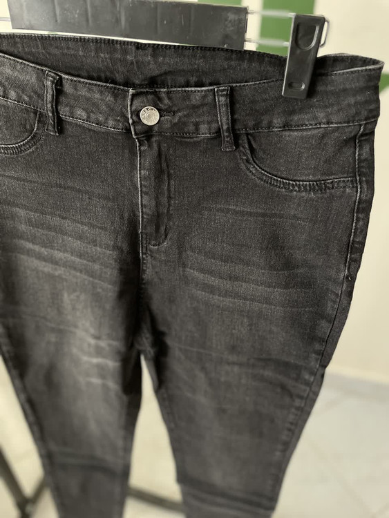 شلوار جین زنانه زغالی جذب فاق بلند | مناسب استایل روزمره و اسپرت