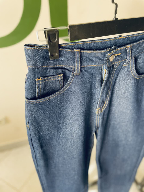 شلوار جین راسته آبی با پارچه باکیفیت