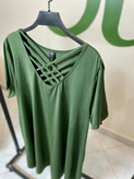 پیراهن سبز زنانه با یقه بندی کراس