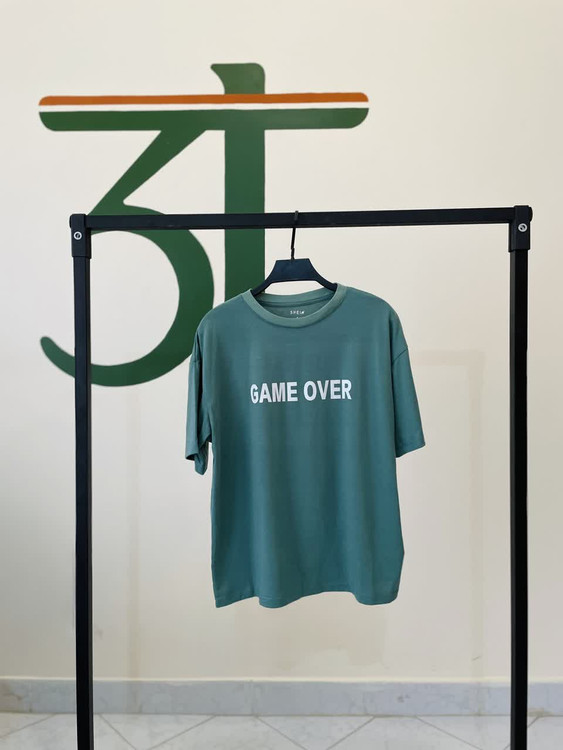 تیشرت زنانه سبز طرح Game Over | طراحی مینیمال و پارچه سبک |یقه گرد