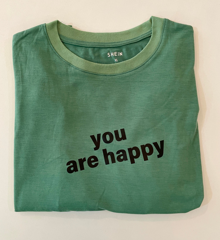 خرید تیشرت زنانه طرح You are Happy یقه گرد